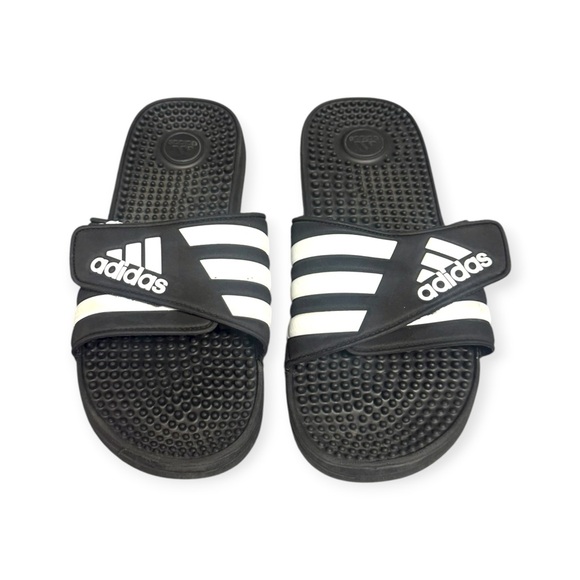 Adidas Adissage Black and White Slide Sandals - Picture 3 of 5